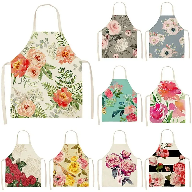 Linum Home Textiles - Peony flower linen apron kitchen milk