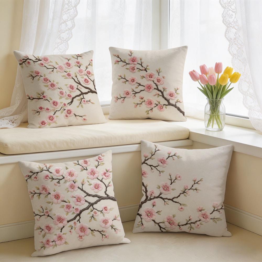 Pillow Cover 20X20 - 2D Print Oriental Sakura Floral Cherry