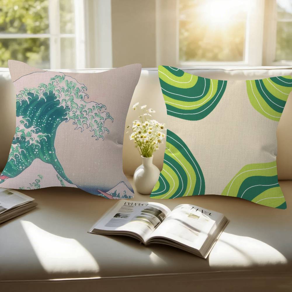 Green wave pattern  Cushion Co - đánh giá và giá Pillow Cover 20X20