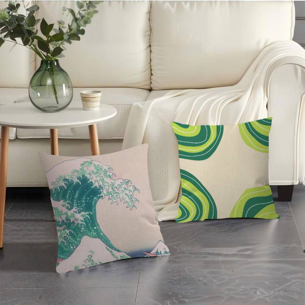 Green wave pattern  Cushion Co - đánh giá và giá Pillow Cover 20X20