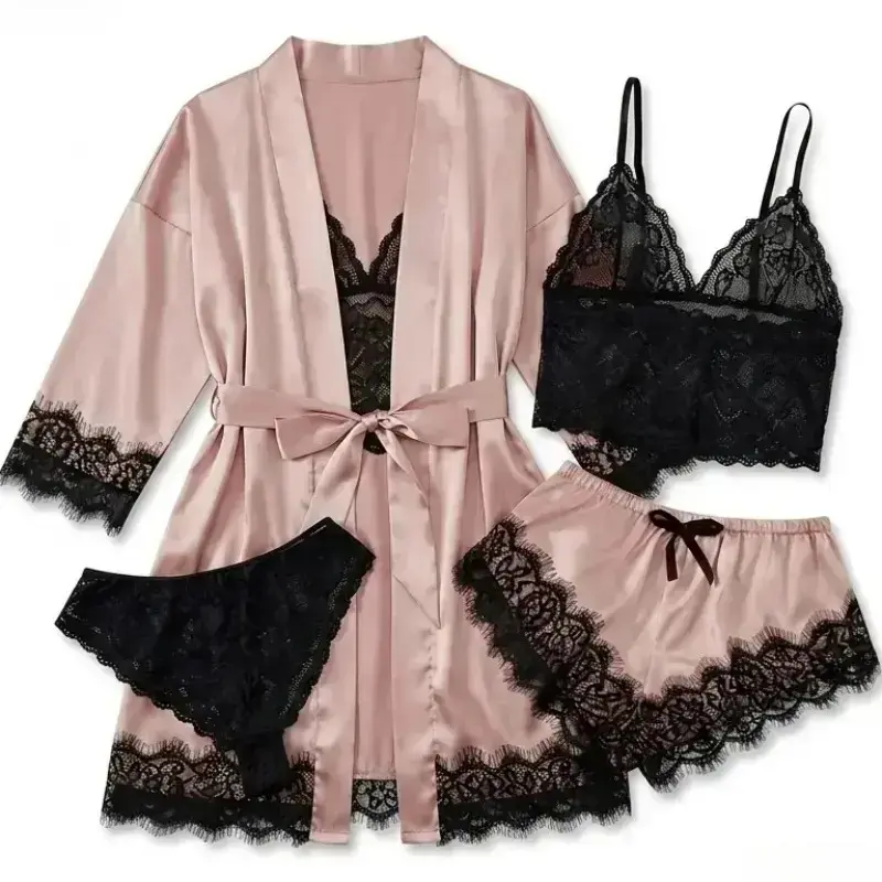 Women's 4-Piece Satin Pajama S - đánh giá và giá Home And Textiles