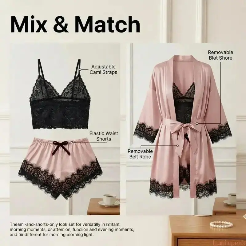 Women's 4-Piece Satin Pajama S - đánh giá và giá Home And Textiles