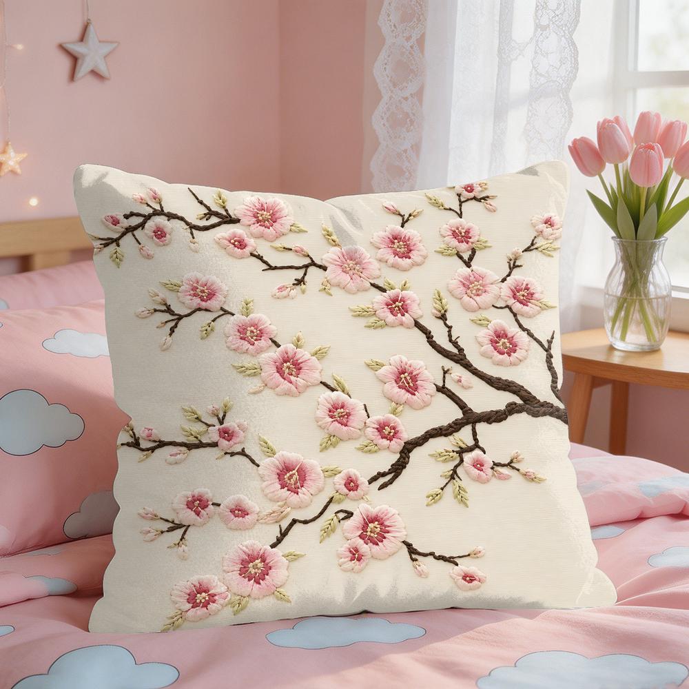 2D Print Oriental Sakura Flora - đánh giá và giá Pillow Cover 20X20