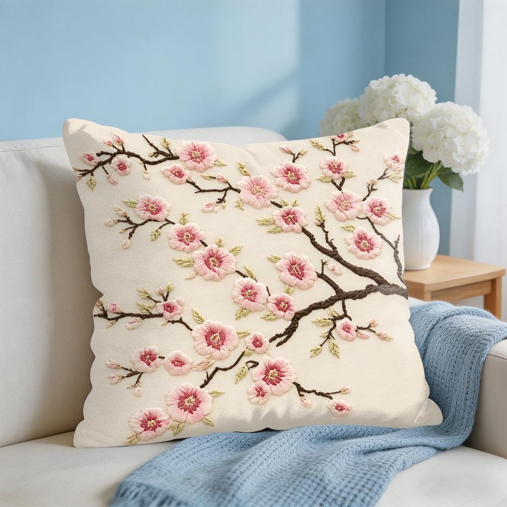 2D Print Oriental Sakura Flora - đánh giá và giá Pillow Cover 20X20